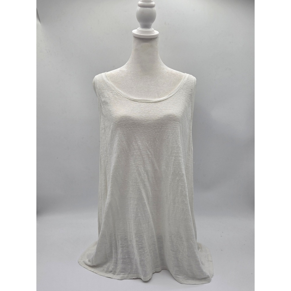 Eileen Fisher Cream Sleeveless Scoop Neck Tank Top